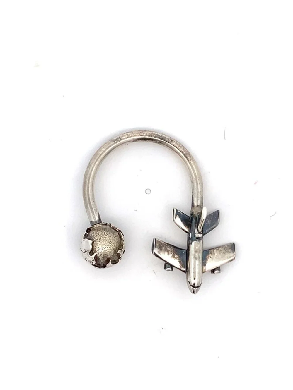 Tiffany & Co Sterling Airplane and Globe Key Ring